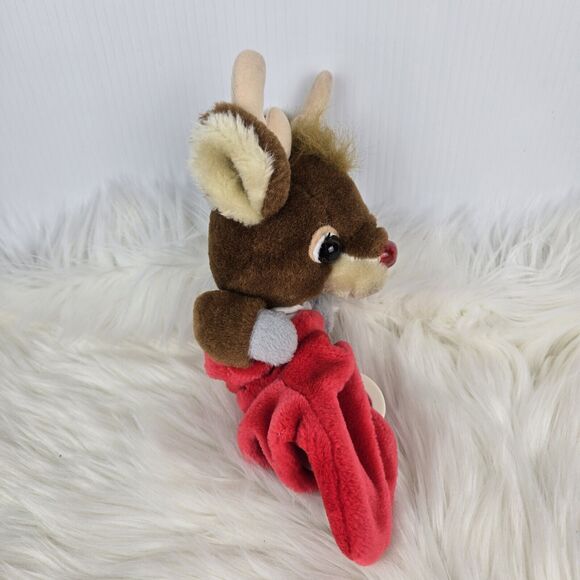 Vtg Applause Rudolph the Red Nose Reindeer in Stocking Musical Pull String Plush - Picture 3 of 9